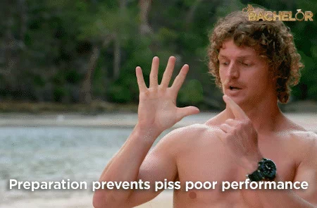 Nick Cummins saying "preparation prevents piss poor performance"