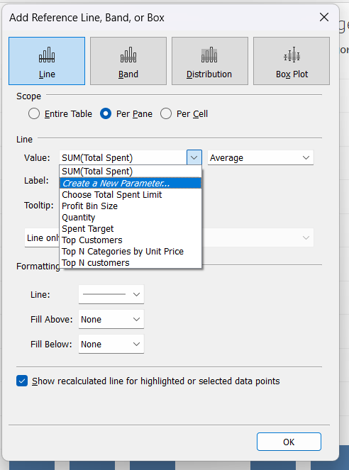 Option to create a new parameter